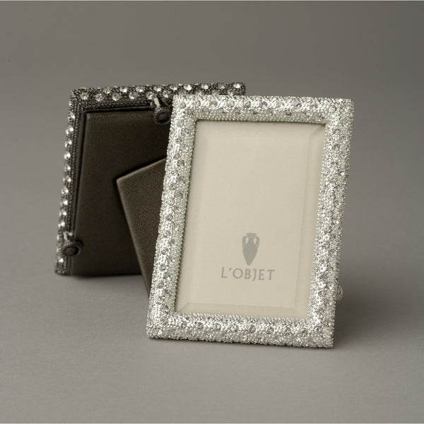 L'Objet White Crystals on Platinum Rectangular FrameCollection