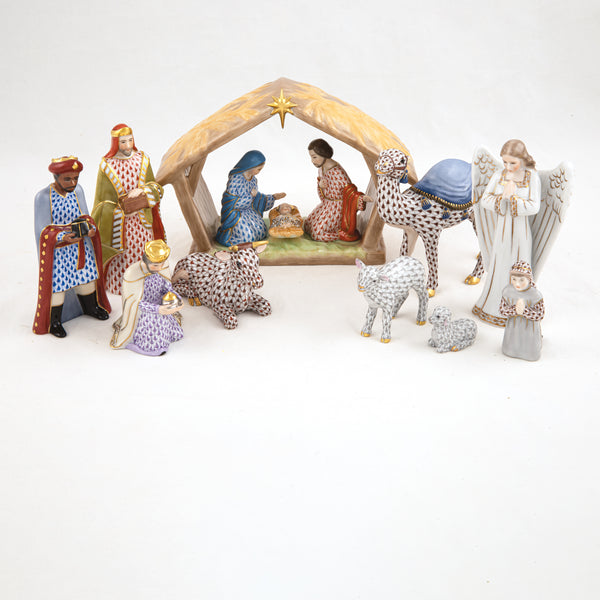 Herend Shepherd Boy And Lambs - 3 Piece Set Figurine
