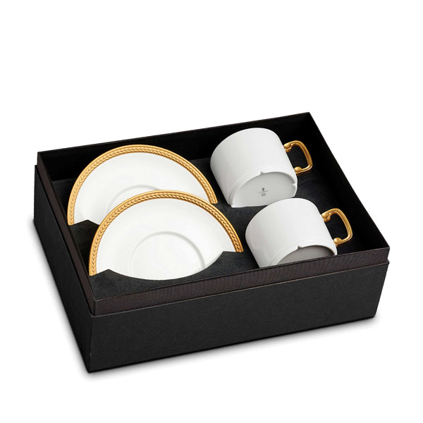 L'Objet, Gold Soie Tressée Tea Cup + Saucer (Set of 2)