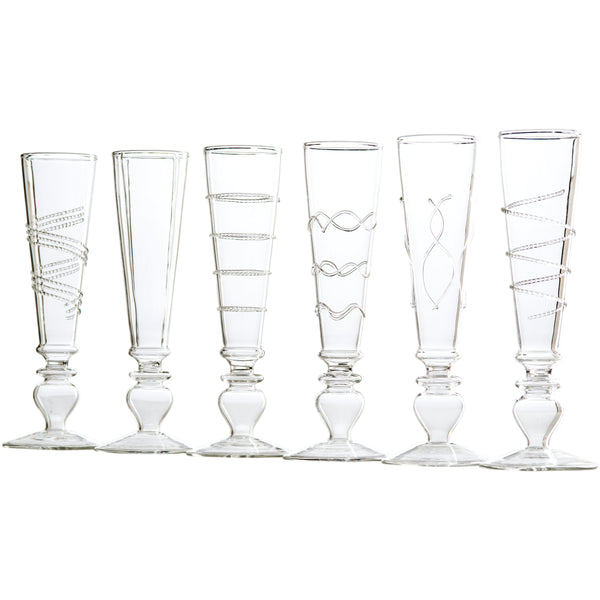 Footed Razzle Dazzle Champagne Flutes, Set of 6
