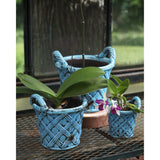 Amalfi Planter Set, Basket Design, Turquoise