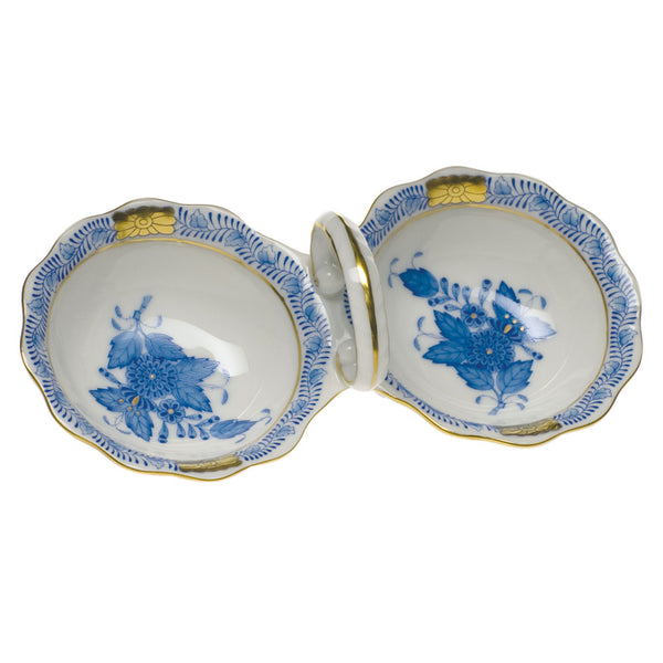 Herend Chinese Bouquet Twin Salt Blue