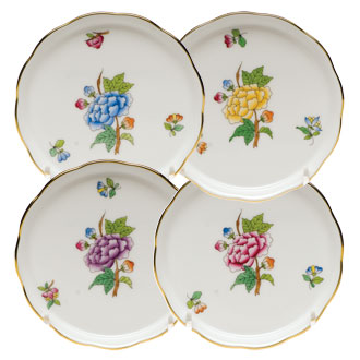 Herend Queen Victoria Garden Coaster-Set of 4-Multicolor 4"D