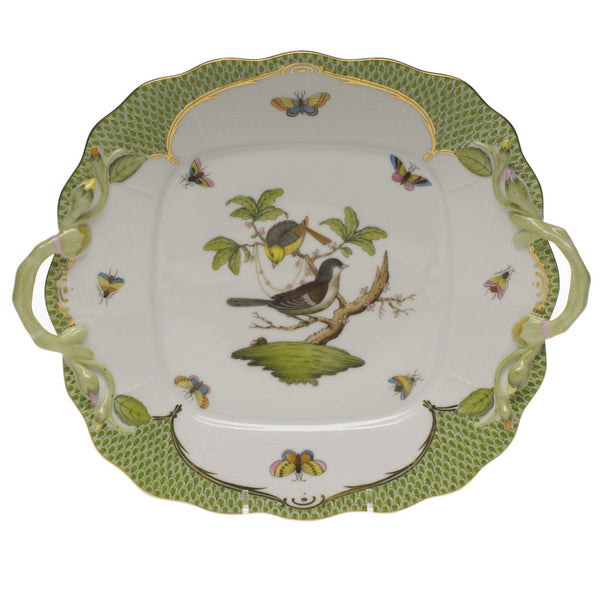 Herend Rothschild Bird Green Square Cake Plate