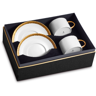 L'Objet Corde Tea Cup + Saucer (Set of 2) Gold