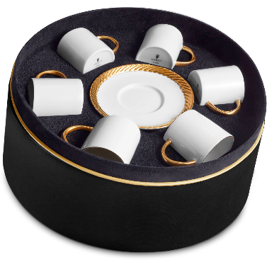 L'Objet Corde Espresso Cup + Saucer (Set of 6) Gold