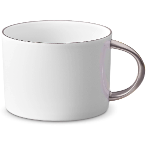 L'Objet Corde Tea Cup + Saucer (Set of 2) Platinum