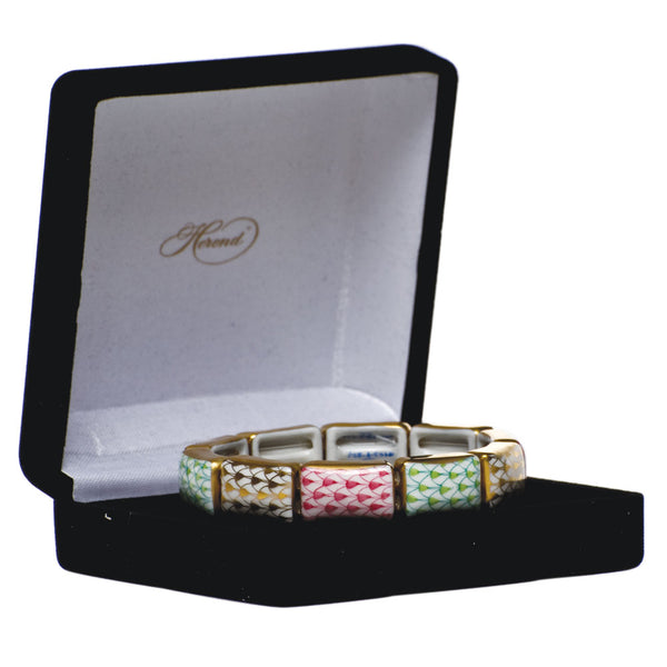 Herend 10 Link Bracelet LIME + PINK + GOLD (10TH VHP) 