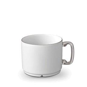 L'Objet, Platinum Soie Tressée Tea Cup + Saucer (Set of 2)